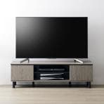 テレビ台 脚付き 木製 収納家具 TVボード AV収納 ローボード 可動棚 電源タップ収納 お掃除ロボット可 ブラック脚 幅1370×奥行390×高さ412mm  モデルルーム 住宅展示場