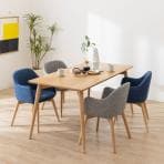 4人用 ダイニング5点セット (テーブル+チェア4脚) ダイニングテーブル 食卓椅子 食卓テーブル 天然木 木製 ダイニングチェア 肘付き カラフル 北欧風 ナチュラル 幅1500×奥行800×高さ720mm