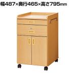 木製床頭台 ロータイプ 両開き扉 引き出し 鍵付き キャスター付き 病院家具 収納  国産 | FWK-11D2
