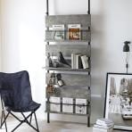 突っ張り棚 大理石調 木目調 モダン マガジンラック 収納 ラック 棚 シェルフ パーテーション 間仕切り 伸縮 木製 幅800×奥行215×高さ2000～2650mm