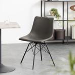 ダイニングチェア 回転式 レザー調 肘なし 回転チェア 食卓椅子 合皮 スチール脚 在宅ワーク デスクチェア 椅子 イス かっこいい モダン ブラック 黒 ネイビー