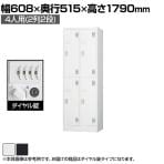4人用 2段 スチールロッカー 鍵付き ダイヤル錠 スチール スタンダード 業務用 幅608×奥行515×高さ1790mm 【国産】 【完成品】 / TLK-D4SN