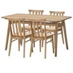 堀田木工所 4人用 ダイニングセット 5点 (幅1400mmテーブル+チェア4脚) 木製 アルダー材 自然塗装 日本製 収納付 板座 座ぐり 食卓セット シンプル ナチュラル 北欧 幅1400×奥行800×高さ700mm
