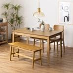 4人用 ダイニングセット 4点 テーブル(幅1200mm)+チェア2脚+ベンチ ラスティック ダイニングテーブル ダイニングチェア ダイニングベンチ 板座 ナチュラル ヴィンテージ 幅1200×奥行750×高さ720mm