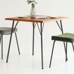 市場 ダイニングテーブル ラミー RUMMY 正方形 テーブル カフェテーブル ウォールナット オーク 天板 スチール脚 アジャスター アメリカンヴィンテージ おしゃれ 幅750×奥行750×高さ720mm