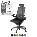 ITOKI オフィスチェア アクト2 PVC ヘッドレスト 樹脂脚 アジャスタブル肘 ランバーサポート ウレタンキャスター 事務椅子 抗ウイルス再生張地 W2
