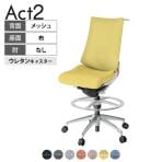 ITOKI オフィスチェア アクト2 ハイポジション アルミミラー脚 肘なし ランバーサポート ウレタンキャスター ハンガー付き 座:再生ポリエステル ZN