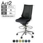 ITOKI オフィスチェア アクト2 ハイポジション 樹脂脚 肘なし ランバーサポート ウレタンキャスター 事務椅子 ハンガー付き 背:抗ウイルスメッシュ GN