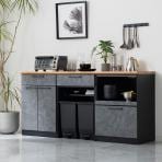 キッチンカウンター AURA メラミン天板 開き扉収納 キッチン収納 オープン収納 ゴミ箱 レンジ台 コンセント付き 食器棚 日本製 幅1800×奥行490×高さ870mm