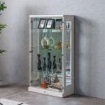 ロータイプ コレクションケース ガラス LED 照明付き 背面ミラー 収納 棚 フィギュアケース ショーケース コレクションボード 幅700×奥行320×高さ1270mm ディスプレイ 収納ケース ケース 展示