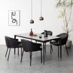 4人用 ダイニングセット 5点(幅1500mm食卓テーブル×1・食卓椅子×4)  オーヴ ORV セラミック コンセント付き セラミックテーブル スチール脚 ダイニングチェア モダン 4人掛け 長方形 ワークテーブル