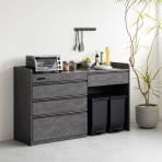 キッチンカウンター オーヴ ORV 大理石調 セラミック天板 引き出し 収納 扉付き コンセント付き ゴミ箱スペース レンジ台 モダン 食器棚 幅1500×奥行450×高さ900mm カウンター カップボード 作業台 作業スペース