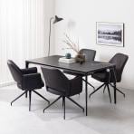 【設置無料】4人用 ダイニングテーブルセット 5点 ORV セラミックテーブル コンセント付き 回転 ダイニングチェア モダン ダイニングセット おしゃれ (幅1500mm 食卓テーブル×1 食卓椅子×4)