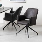 【2脚セット】回転 ダイニングチェア 肘付き ROVA レザーファブリック 回転椅子 シンプル モダン アームチェア デザインチェア リビングチェア 食卓椅子 おしゃれ ORV