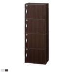 扉付き収納ボックス 4段 カラーボックス 背面化粧仕上げ 鍵付き 取っ手付き 幅420×奥行290×高さ1160mm