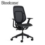 スチールケース シリーズワン Steelcase Karman オフィスチェア デスクチェア 事務椅子 パソコンチェア メッシュ ブラックフレーム 肘付 キャスター付き アジャスタブル肘 4Dアーム 座面高さ調節 419A000BB4D-F1