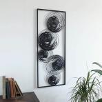 ウォールアートパネル 壁飾り デザイン アイアン 円 モダン 玄関 リビング 和室 ブラック 幅360×奥行30×高さ910mm