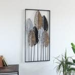 ウォールアート 壁飾り デザイン アイアン 葉 リーフ アンティーク 玄関 リビング ゴールド シルバー ブラック 幅490×奥行60×高さ1000mm