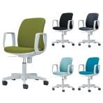 No.480シリーズ オフィスチェア デスクチェア 事務椅子 低座面 コンパクト サークルアーム レザー張り 布張り キャスター付き 国産 No.481F No.481S