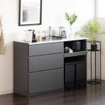 キッチンカウンター MIRENIA 引き出し 収納 作業台 キッチン棚 ゴミ箱上収納 レンジ台ステンレス天板 食器棚 幅1400×奥行445×高さ900mm