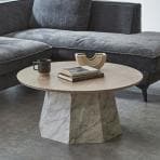 センターテーブル 円形 大理石調 木目調 リビングテーブル 丸型 ローテーブル 丸テーブル おしゃれ 北欧 ウッディモダン 幅800×奥行800×高さ360mm