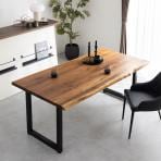 雅 ダイニングテーブル 無垢 天然木 木製 耳付き ウォールナット オイル塗装 スチール脚 長方形 国産 日本製 ダイニング 机 食卓テーブル おしゃれ 和モダン 幅1800×奥行900×高さ720mm