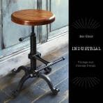ハイレトロスツール バーチェア 幅450×奥行355×高さ540～700mm レトロインダストリアルデザイン