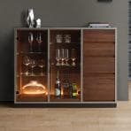 モリタインテリア ロータイプ コレクションケース サイドボード ガラス LED 照明付き 収納 ショーケース フィギュアケース コレクションボード ディスプレイラック 幅1202×奥行401×高さ935mm