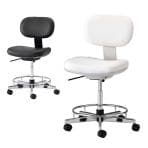 ノーリツイス(NORITSUISU) DC導電チェア メッキ脚 ハイタイプ 導電ウレタン巻双輪キャスター 静電気防止 導電ビニールレザー 工場 研究施設 日本製 国産 DC-EH18 幅595×奥行500×高さ855～1015mm