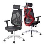 オフィスコム YS-1 人間工学チェア ゲーミングチェア 可動肘 ヘッドレスト付き ハンガー付き メッシュチェア/布張りチェア ランバーサポート ロッキング オフィスチェア 椅子 黒 赤