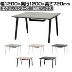 フリーアドレスデスク EXELEGA 2人用 会議用テーブル 幅1200×奥行1200×高さ720mm 配線ホール 配線ボックス付き ミーティングテーブル