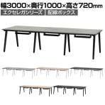 ミーティングテーブル EXELEGA 会議用テーブル 幅3000×奥行1000×高さ720mm 配線ホール 配線ボックス付き フリーアドレスデスク