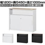 スチールハイカウンター OCシリーズ 引き違い扉付き スチール製 受付カウンター オフィス 収納 鍵付き 接客 幅1200×奥行450×高さ1000mm