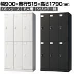 ロッカー スチールロッカー 6人用 3列2段 GSシリーズ  スリム 鍵付き シリンダー錠 個人ロッカー 更衣ロッカー シューズロッカー オフィス ネームプレート 鏡 収納 幅900×奥行515×高さ1790mm