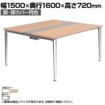 オカムラ PRECEDE フリーアドレスデスク 4人用 フリースタンディング両面タイプ 3A21AG 3A24AG 脚・脚カバー同色 ネオウッド/ホワイト天板 ポリッシュ脚 幅1500×奥行1600×高さ720mm