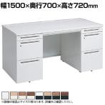 オカムラ アドバンス ADVANCE 標準タイプ 3V0SAG オフィスデスク 両袖机 幅1500×奥行700×高さ720mm 左3段袖+右3段袖 中央引出し付き(A3対応)