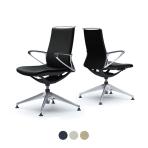 オカムラ モード mode CA86FS オフィスチェア デザインアーム ミドルバック アルミ脚 4脚オートリターン クッションタイプ 牛革張り アルミフレーム ブラックボディ