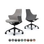 オカムラ ライブス Lives ワークチェア Work Chair CD53MR オフィスチェア 背・肘・座一体 ロータイプ アルミ脚 布張り(ツイル/ツートン) ブラックボディ ブラック脚