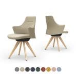 オカムラ ライブス Lives ワークチェア Work Chair CD43YR オフィスチェア 背・肘・座一体 ロータイプ 木脚 固定脚 布張り(インターロック) ブラックボディ 木脚ナチュラル色