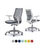 オカムラ CG-M オフィスチェア アジャストアーム 樹脂脚 ゴムキャスター 背メッシュ 座面布張り ホワイトフレーム okamura CCG91XR