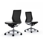 オカムラ コーラル Choral CQ31BR FK61 オフィスチェア 肘なし ミドルバック アルミ脚 背メッシュ 座面革張り ポリッシュフレーム ブラックボディ