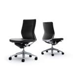 オカムラ コーラル Choral CQ33BR LE オフィスチェア 肘なし ミドルバック アルミ脚 革張り ポリッシュフレーム ブラックボディ