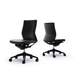 オカムラ コーラル Choral CQ33MS LE オフィスチェア 肘なし ミドルバック アルミ脚 ランバー付き 革張り ブラックフレーム ブラックボディ