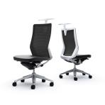 オカムラ コーラル Choral CQ36BW FK61 オフィスチェア 肘なし ハイバック アルミ脚 ハンガー付き 背メッシュ 座面革張り ポリッシュフレーム ホワイトボディ