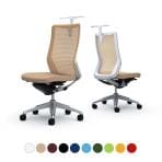 オカムラ コーラル Choral CQ36GW オフィスチェア 肘なし ハイバック アルミ脚 ハンガー付き 背メッシュ 座面クッション シルバーフレーム ホワイトボディ