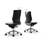 オカムラ コーラル Choral CQ38GZ LE オフィスチェア 肘なし ハイバック アルミ脚 ハンガー付き ランバー付き 革張り シルバーフレーム ホワイトボディ