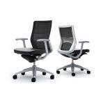 オカムラ コーラル Choral CQ41GZ FK61 オフィスチェア デザインアーム ミドルバック アルミ脚 ランバー付き 背メッシュ 座面革張り シルバーフレーム ホワイトボディ