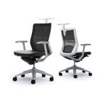 オカムラ コーラル Choral CQ42GZ FK61 オフィスチェア デザインアーム ミドルバック アルミ脚 ハンガー付き ランバー付き 背メッシュ 座面革張り シルバーフレーム ホワイトボディ