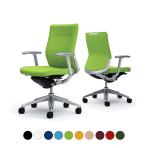 オカムラ コーラル Choral CQ43BZ オフィスチェア デザインアーム ミドルバック アルミ脚 ランバー付き クッションタイプ 布張り ポリッシュフレーム ホワイトボディ