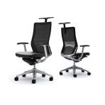 オカムラ コーラル Choral CQ46BS FK61 オフィスチェア デザインアーム ハイバック アルミ脚 ハンガー付き ランバー付き 背メッシュ 座面革張り ポリッシュフレーム ブラックボディ